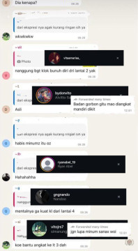 Chat grup yang membully Timothy Anugerah Saputra, mahasiswa Universitas Udayana, yang meninggal usai loncat dari gedung lantai 4. (Instagram)